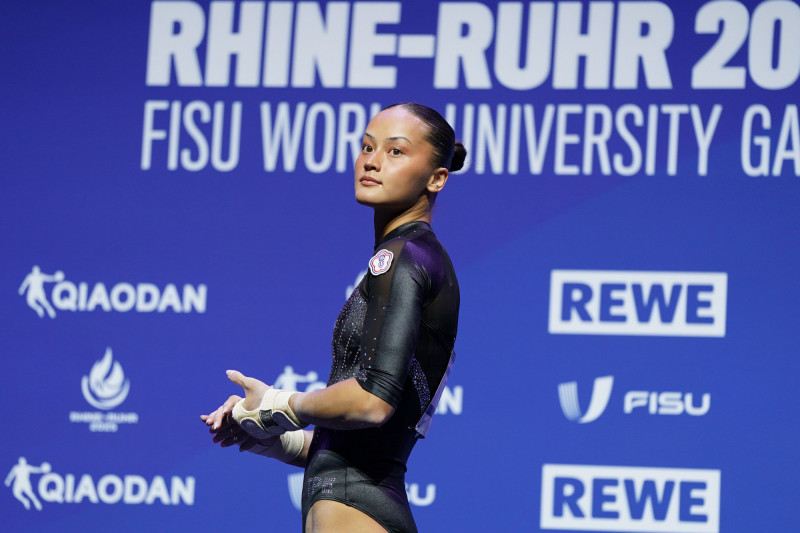 混血女將陳瑞安奪女子全能銅牌，也是隊史首面女子競技體操獎牌。（大專體總提供）