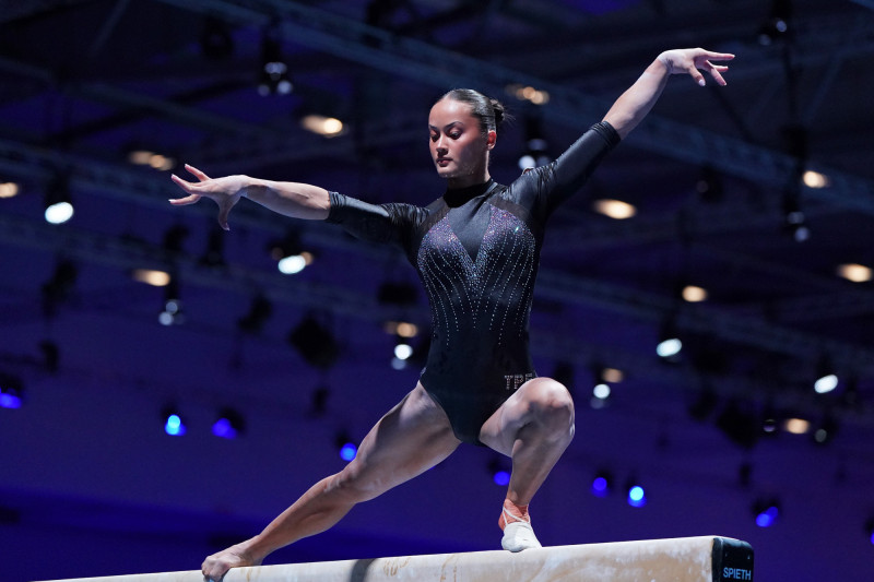 混血女將陳瑞安奪女子全能銅牌，也是隊史首面女子競技體操獎牌。（大專體總提供）