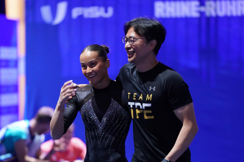 混血女將陳瑞安奪女子全能銅牌，也是隊史首面女子競技體操獎牌。（大專體總提供）