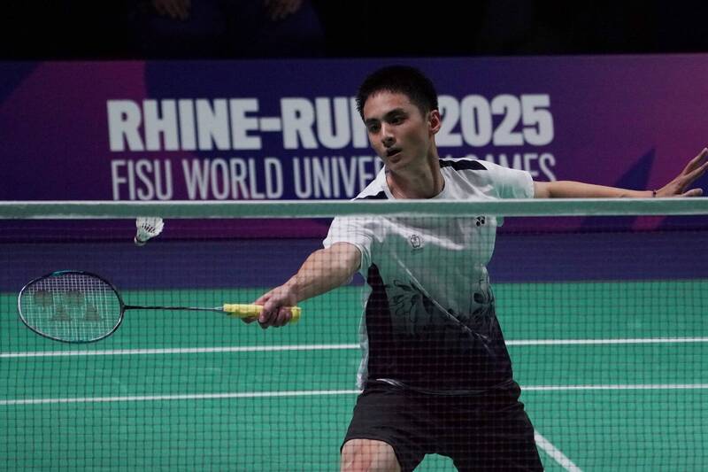 土銀「台大學霸」丁彥宸在2025世大運羽球男單摘金。（大專體總提供）