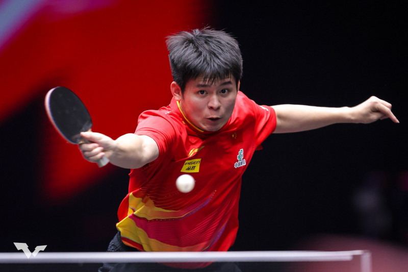 林詩棟貢獻2勝，帶領黃石華新中止山東魏橋的10連勝。（取自WTT官網資料照）