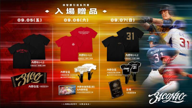 林智勝引退系列賽入場贈品。（味全提供）