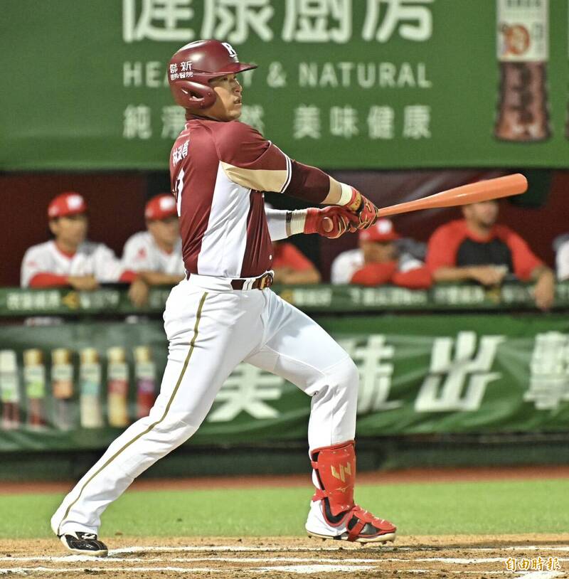 樂天桃猿老將林泓育。（記者塗建榮攝）