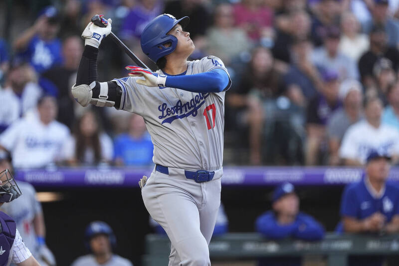 大谷翔平敲出賽季第44轟。（美聯社）