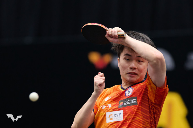 林昀儒逆轉擊敗孫聞，幫助山東魏橋完成關門任務。（取自WTT官網）