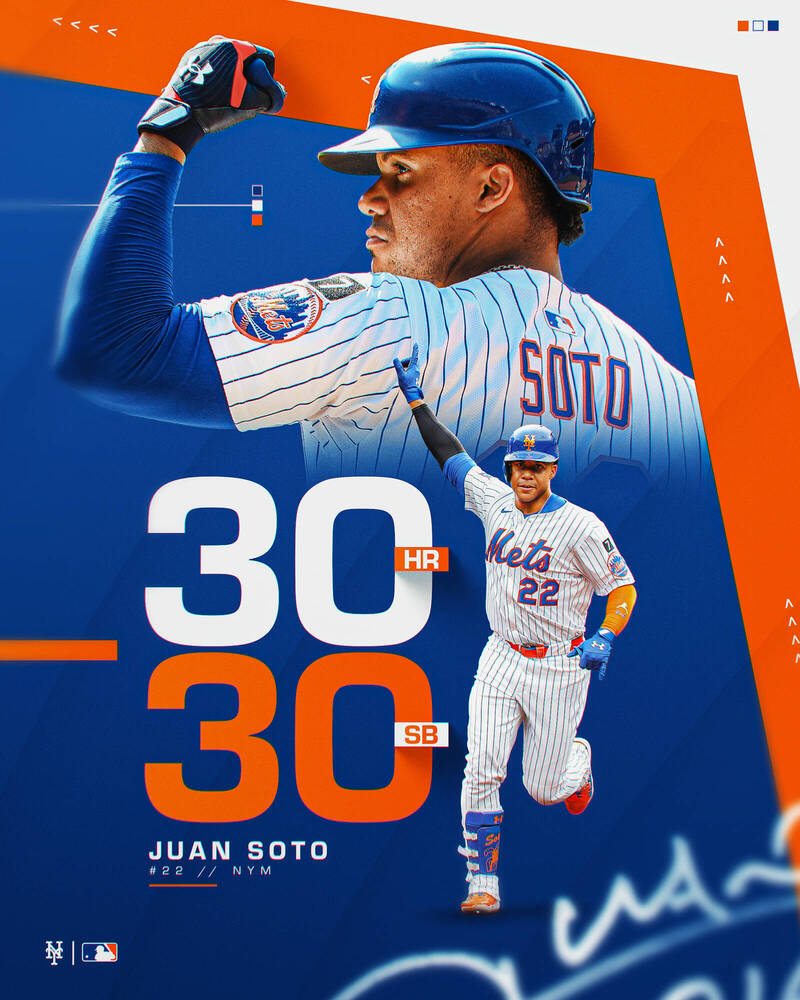 索托成為本季第一位「30-30」的球員。（圖片取自X）