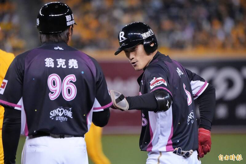 樂天桃猿林承飛。（記者陳逸寬攝）
