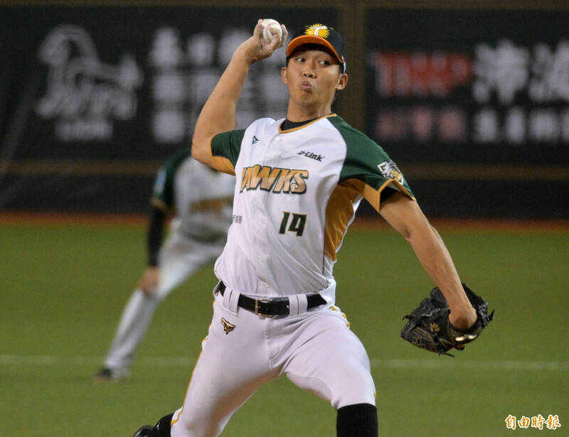 台鋼林詩翔。（記者王藝菘攝）