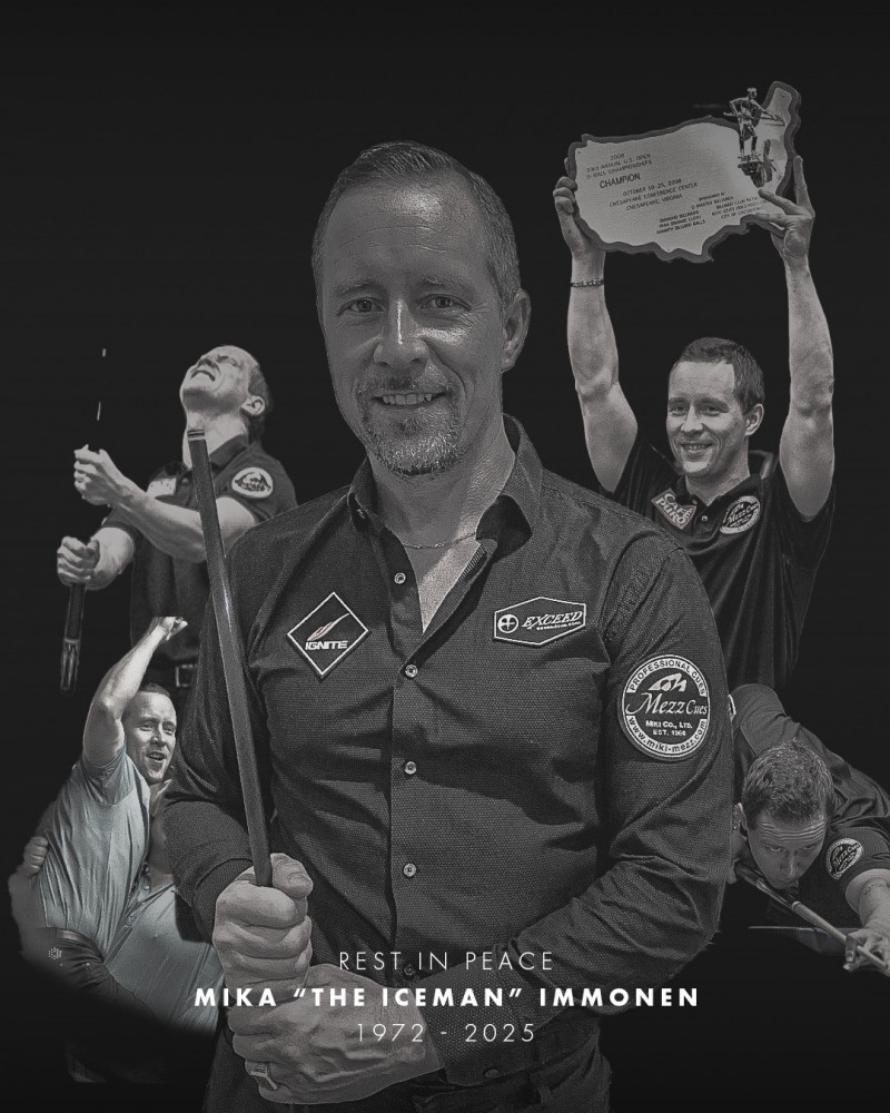 芬蘭撞球名將伊孟南因癌症病逝，震撼世界撞壇。（取自Mezz Cues臉書）