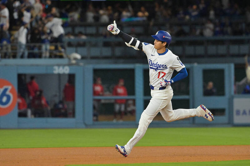 大谷翔平單場雙響砲。（路透）