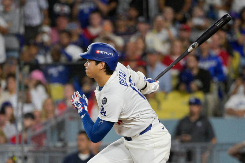 大谷翔平敲安進帳打點。（路透）