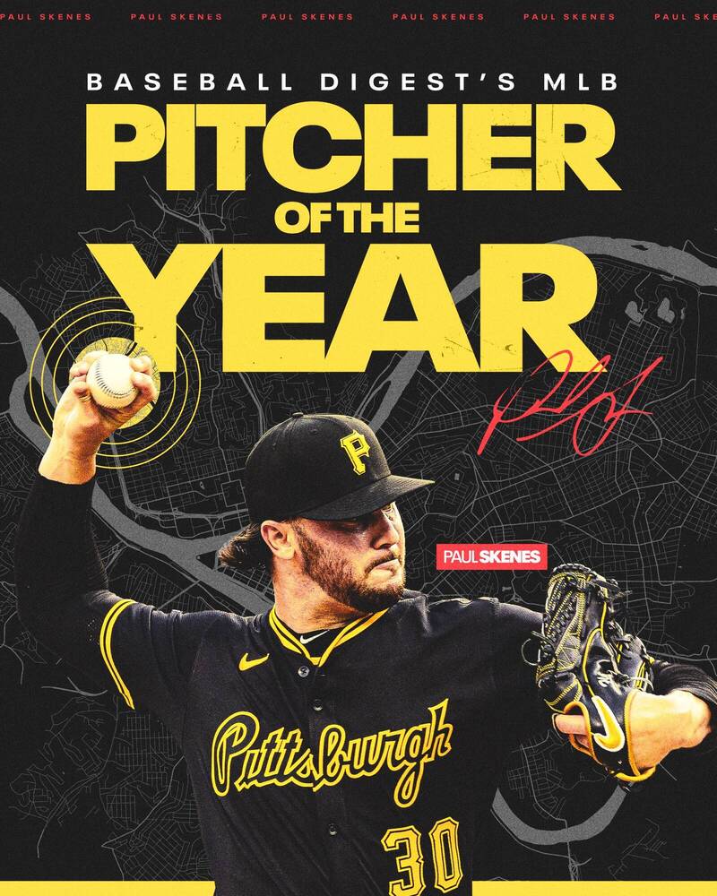 海盜史基斯拿到年度投手，成為海盜史上第一人。（圖片取自推特）