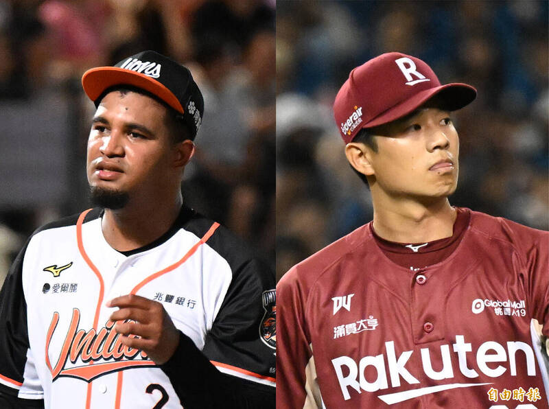 統一獅洋投蒙德茲（左）、樂天桃猿本土低肩側投黃子鵬（右）。（資料照，本報合成圖）