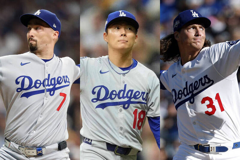 史奈爾、山本由伸、葛拉斯諾。（資料照）