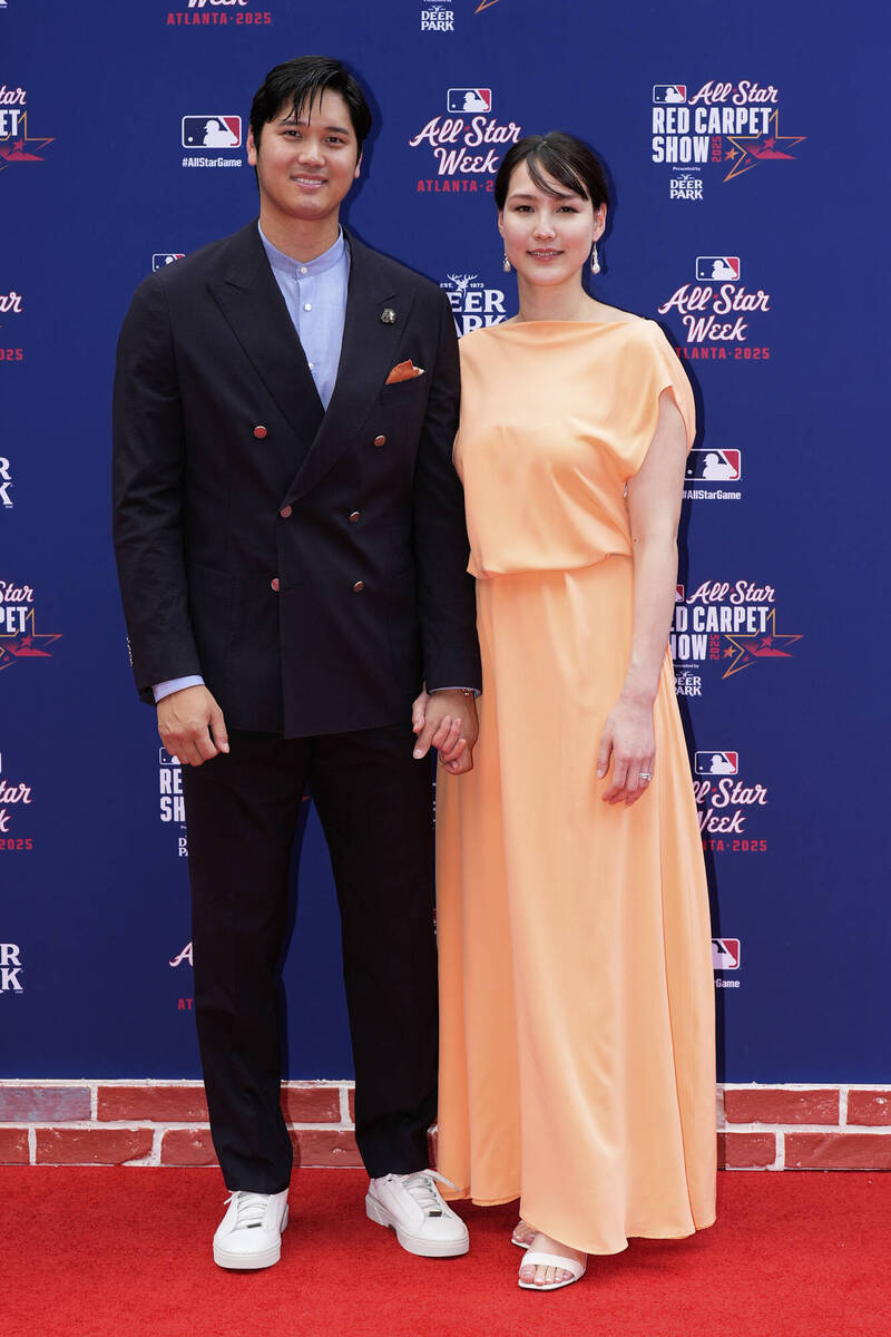 大谷翔平與愛妻真美子。（資料照，美聯社）