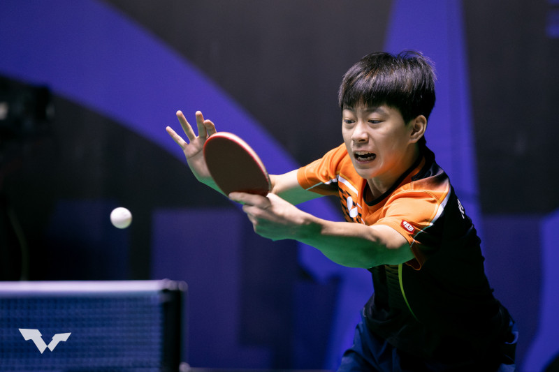 郭冠宏獨拿兩點勝利，幫助台灣隊扳倒中國隊，挺進4強。（取自WTT官網）