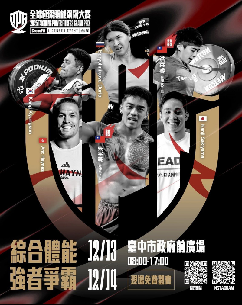 來自俄羅斯、日本、韓國等多國冠軍選手將齊聚台中，展現世界級的極限體能。（市府提供）