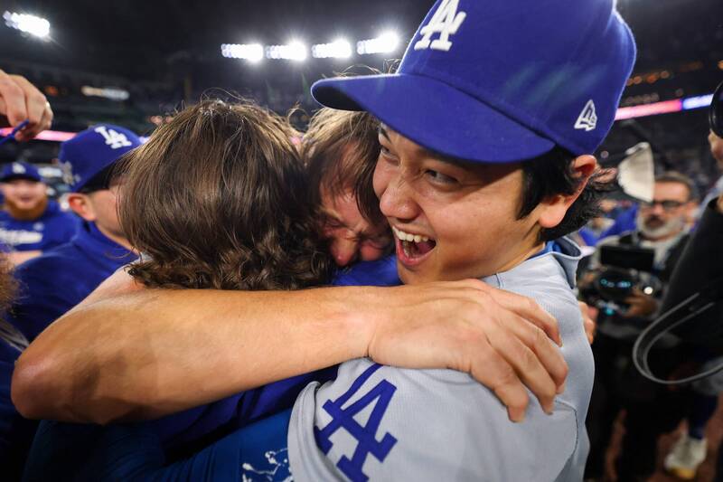 克蕭和大谷翔平。（資料照，法新社）