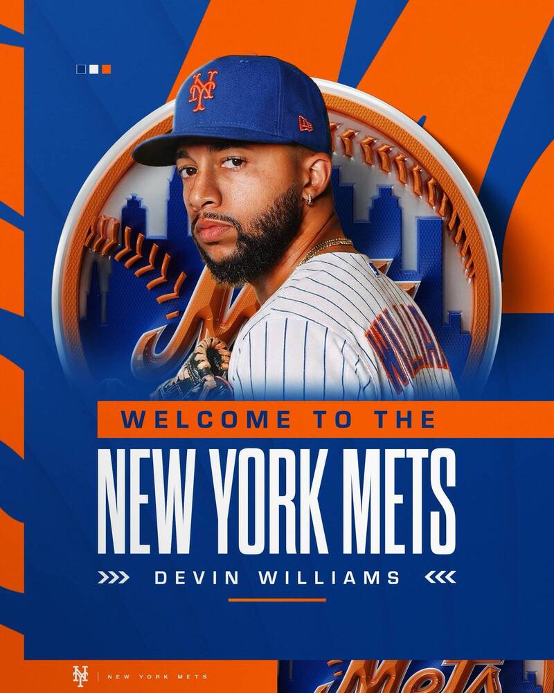 威廉斯加盟大都會。（取自大都會官方X）