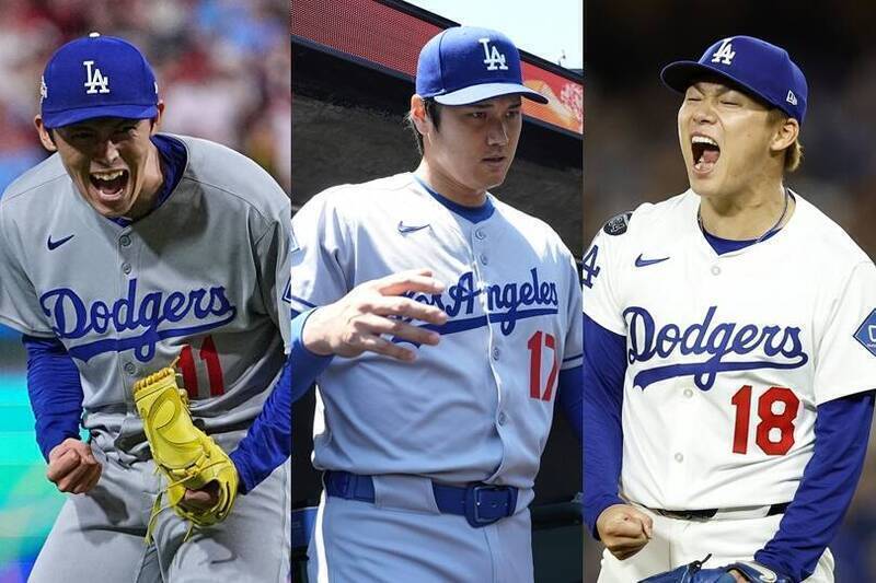 佐佐木朗希、大谷翔平和山本由伸。（資料照）