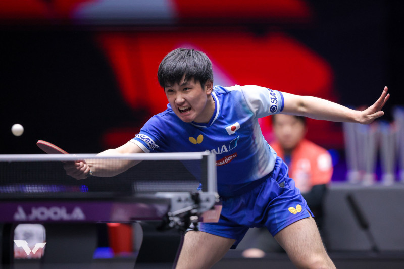 日本一哥張本智和直落三輕取中國新秀向鵬，挺進16強。（取自WTT官網）