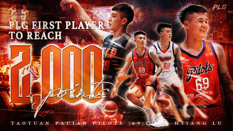 盧峻翔達成生涯2000分里程碑，成為聯盟史上第一人。（PLG提供）