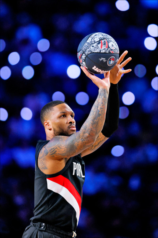 拓荒者里拉德自2023、24年衛冕後，再度奪得三分球大賽冠軍。（法新社）