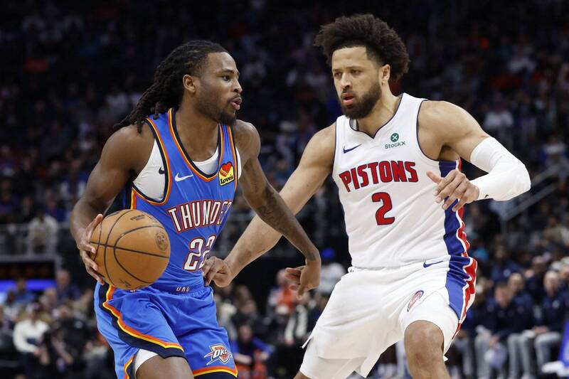 東西部龍頭今日正面交鋒，由東部第1活塞擊敗雷霆取勝。（路透）