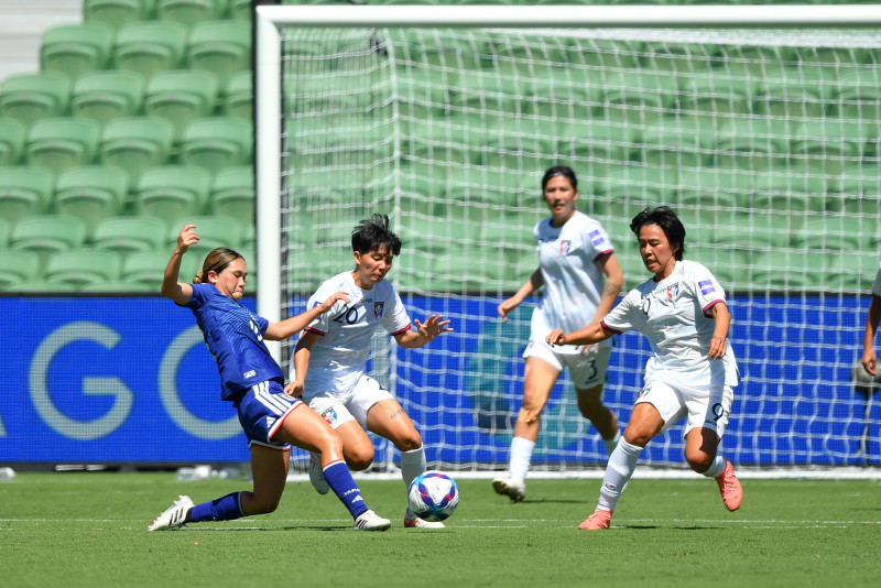 台灣女足在亞洲盃首場以0：2不敵世界強權日本隊（足協提供）