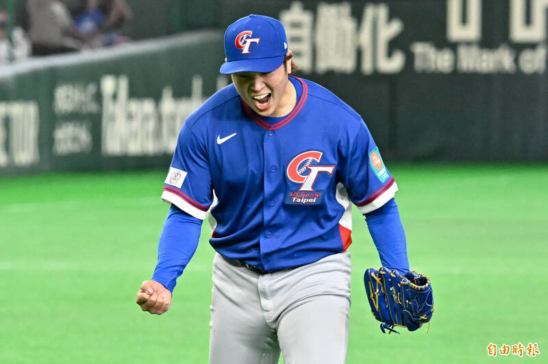 台灣隊先發投手古林睿煬霸氣怒吼。（資料照，記者陳志曲攝）