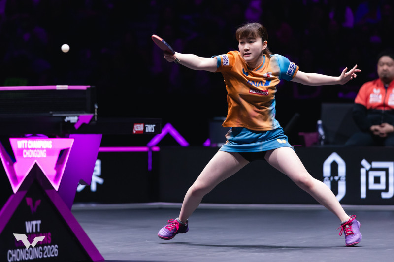 大藤沙月在女單8強賽力克中國新星陳熠，闖進4強。（取自WTT官網）