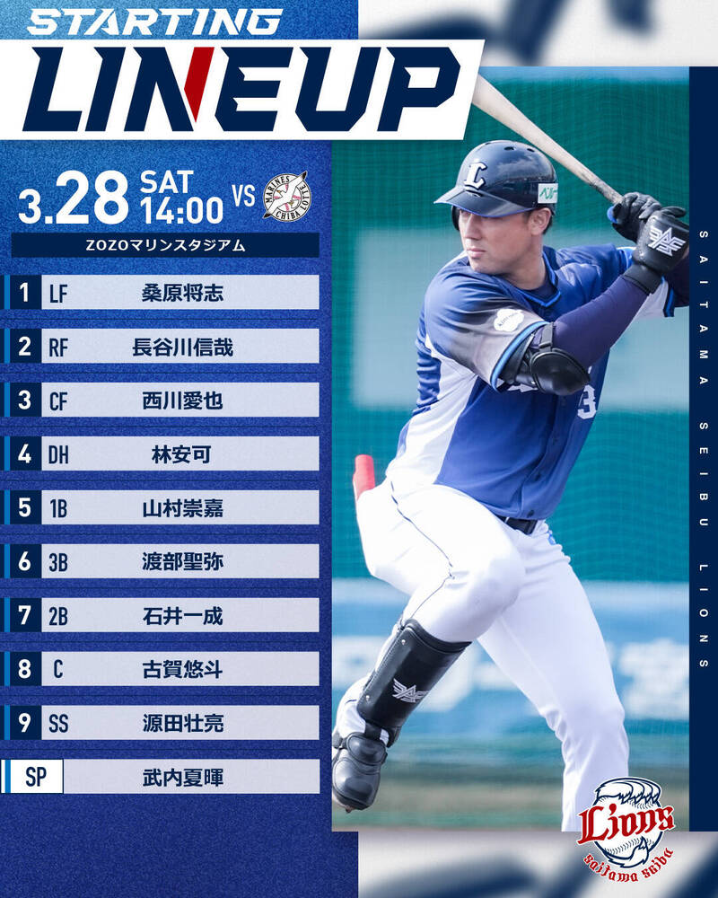 林安可擔任先發第4棒指定打擊。（取自西武官方X）