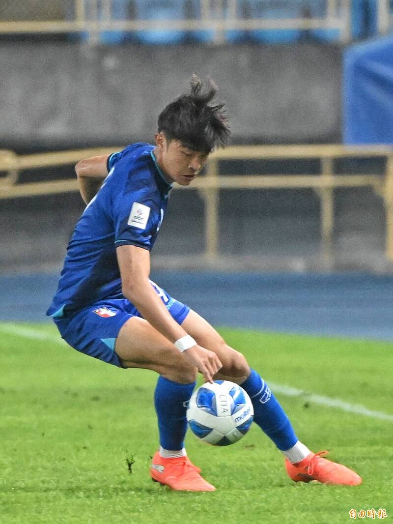 台灣男足代表隊游耀興。（記者陳逸寬攝）