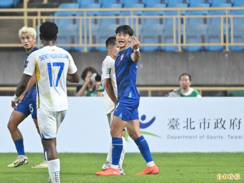 台灣男足代表隊游耀興。（記者陳逸寬攝）