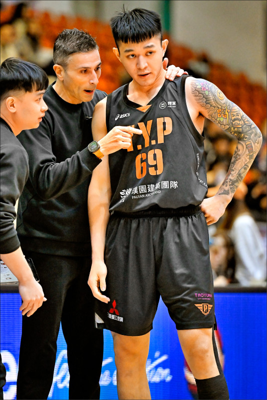 卡米諾斯（中）是教練也像爸爸，收服盧峻翔有一套。（資料照）