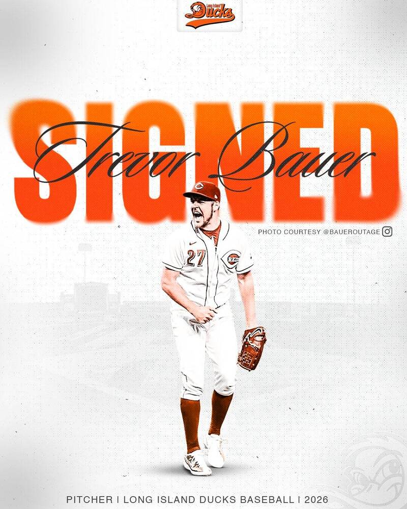 鮑爾加盟美國獨立聯盟大西洋聯盟的長島鴨隊。（取自長島鴨隊X）