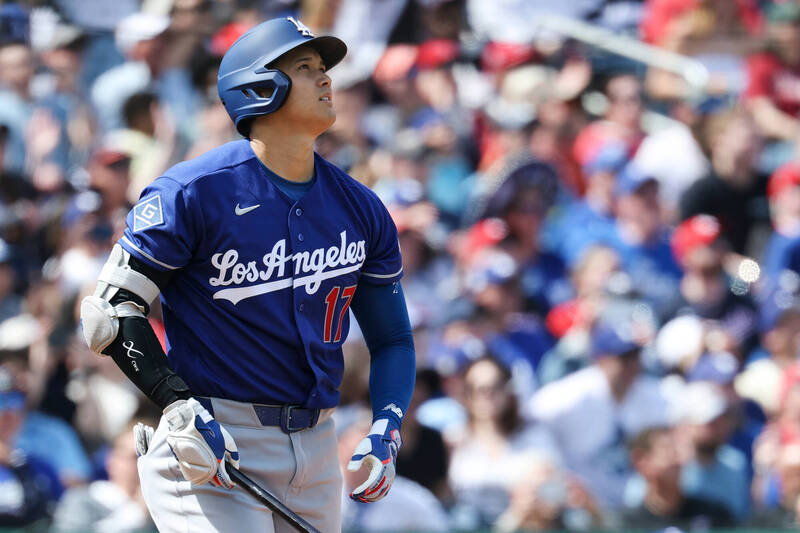 大谷翔平對國民擊出本季首轟。（美聯社）