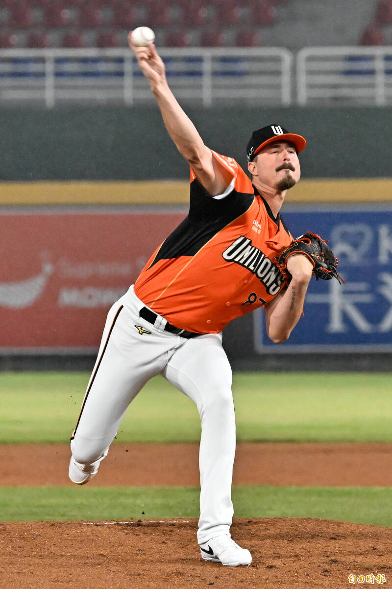 統一獅先發投手喬登。（記者陳志曲攝）