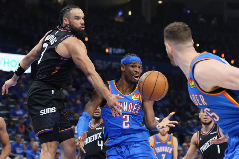 雷霆今天以110：84打爆第8種子太陽。（美聯社）