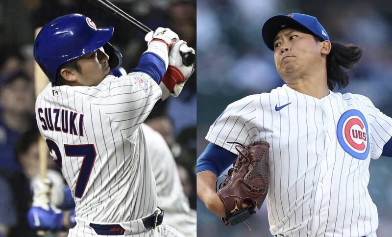 鈴木誠也、今永昇太。（合成照）