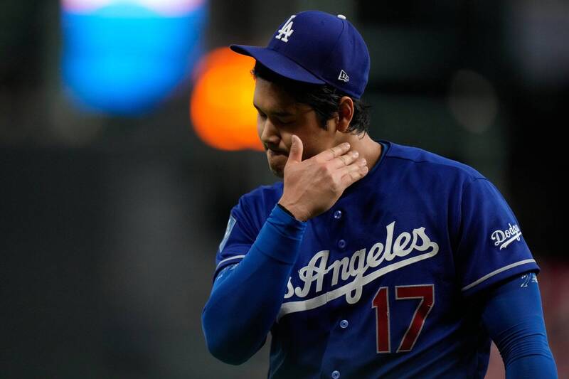 大谷翔平先發7局賞8K問天吞敗。（美聯社）