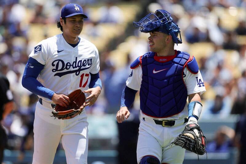 大谷翔平與拉辛。（資料照，法新社）