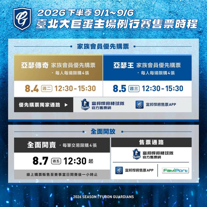 富邦悍將下半季壓軸主題日「悍將中學」將於9月5日（六）、9月6日（日）在台北大巨蛋登場。（富邦悍將提供）