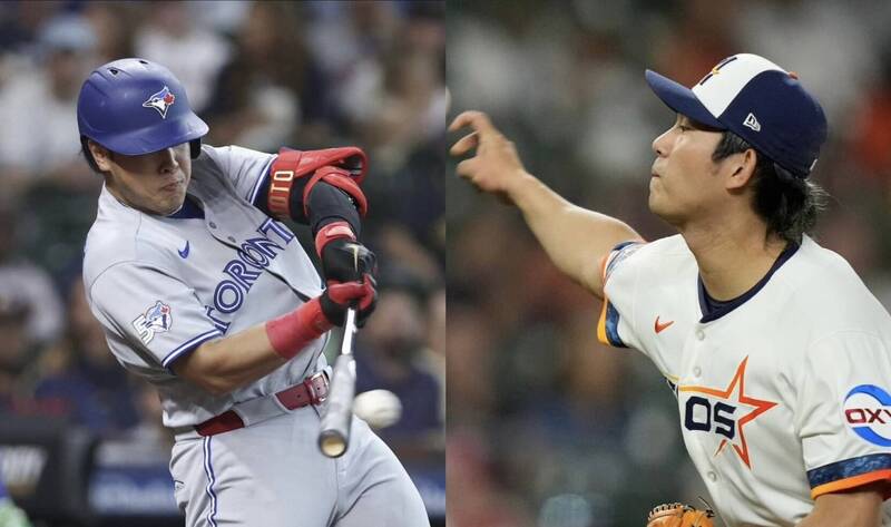 岡本和真、今井達也。（合成照）