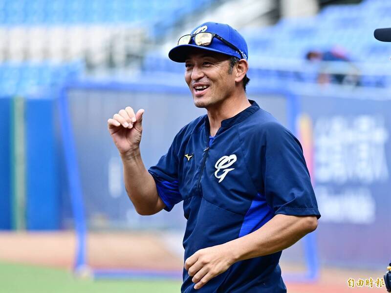 富邦悍將總教練後藤光尊。（記者陳逸寬攝）