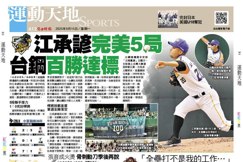 江承諺完美5局 台鋼百勝達標