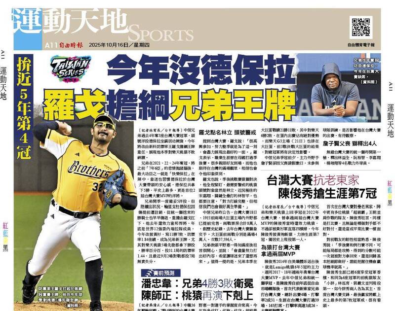 拚近5年第4冠》今年沒德保拉 羅戈擔綱兄弟王牌