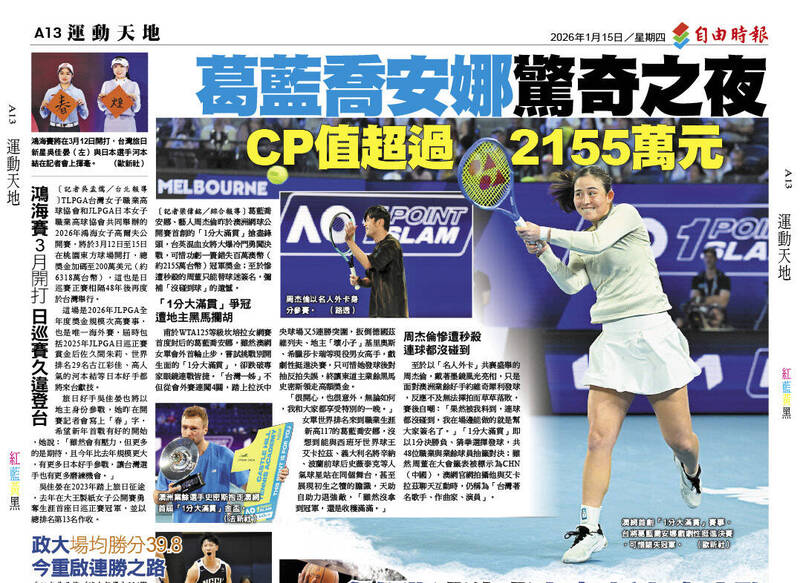 葛藍喬安娜驚奇之夜 CP值超過2155萬元