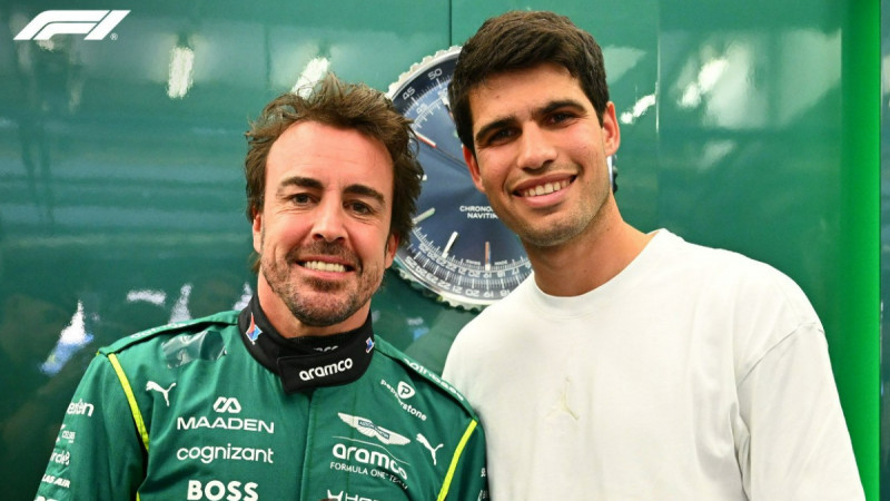 網球》西國雙雄相見歡！球王艾卡拉茲探班F1車手阿隆索