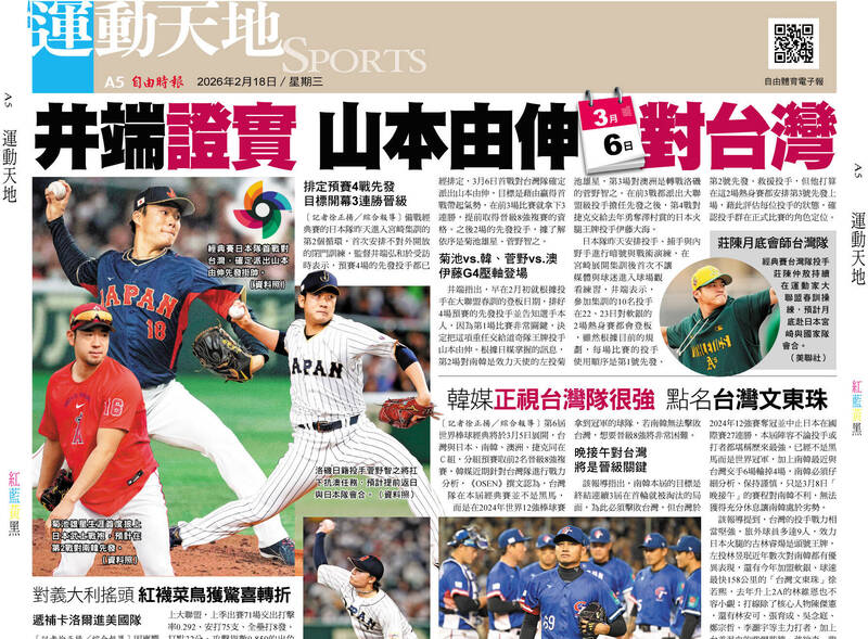 經典賽》井端證實 山本由伸3/6對台灣